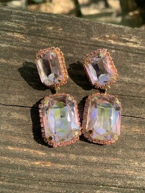 Pink Iridescent Dangle Statement Earrings - Women Jewelry